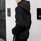 Knit Panel Oversize Hoodie Black - One Size