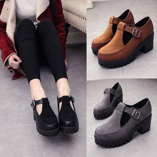 Chunky Heel T-bar Shoes