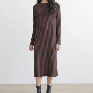 Round-neck Long-sleeve Midi Dress