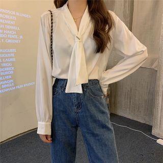 Tie Neck Plain Blouse
