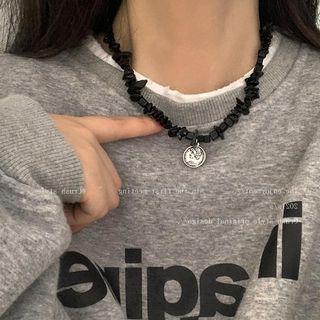 Alloy Pendant Faux Gemstone Choker Black - One Size