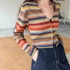 Rainbow Stripe Crop Cardigan