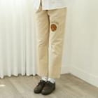 Cookies Embroidery Tapered Pants Beige - One Size