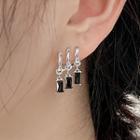 Rhinestone Alloy Dangle Earring 1 Pair - Silver & Black - One Size