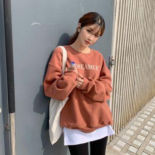 Letter-printed Boxy-fit Sweatshirt Brown - One Size