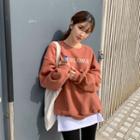 Letter-printed Boxy-fit Sweatshirt Brown - One Size