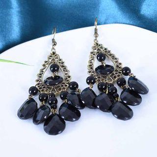 Faux Gemstone Drop Earring 1 Pair - Black - One Size