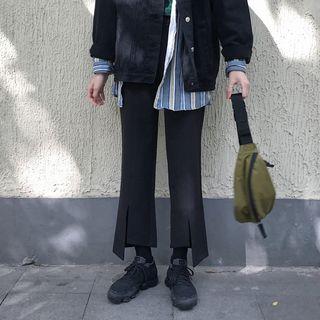 Slit Boot Cut Pants Black - One Size