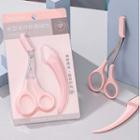 Set: Eyebrow Scissors + Razor Set Of 2 Pcs - Eyebrow Scissors & Razor - Pink - One Size
