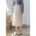 Accordion Pleated Midi A-line Skirt Almond - One Size