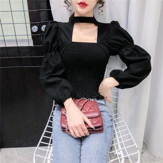 Mock-neck Cutout-front Blouse