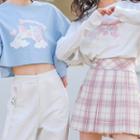 Set: Short-sleeve Print T-shirt + Arm Sleeves