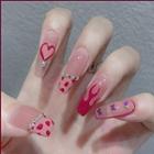 Print Pointed Faux Nail Tips Z091 - Pink - One Size