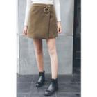 Ring Detail Wrap Front A-line Skirt
