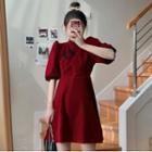 Puff-sleeve Mini A-line Qipao Dress