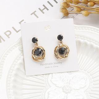 Faux Crystal Alloy Hoop Dangle Earring 1 Pair - As Shown In Figure - One Size