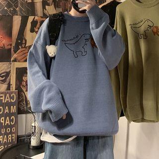 Cartoon Dinosaur Round-neck Sweater