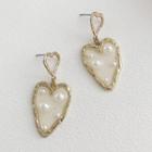 Heart Resin Faux Pearl Alloy Dangle Earring 1 Pair - Gold - One Size