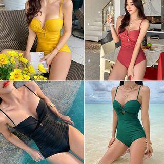 Spaghetti Strap Twist-front Swimsuit