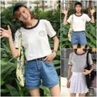 Embroidered Tipped Short Sleeve T-shirt