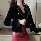 Velvet Jacket / Spaghetti Strap Glitter Mini Sheath Dress / Faux Leather Skirt