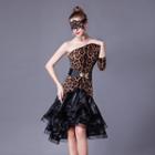 One-shoulder Leopard Printed A-line Dress