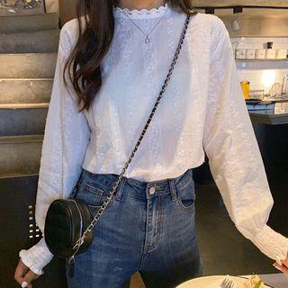 Long Sleeve Lace Top As Shown In Figure - One Size