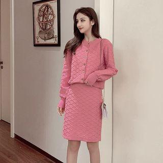 Set: Cardigan + A-line Knit Skirt