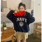 Navy Letter Varsity Sweatshirt