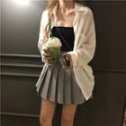 Light Shirt / Camisole Top / Pleated A-line Mini Skirt