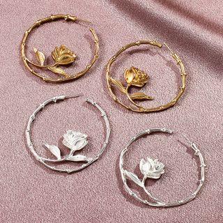 Rose Alloy Open Hoop Earring