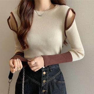 Two-tone Cut Out Knit Top