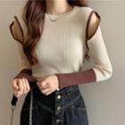Two-tone Cut Out Knit Top