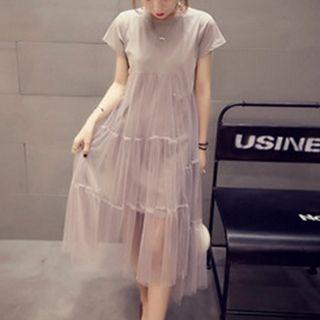 Short-sleeve Sheer T-shirt Midi Dress