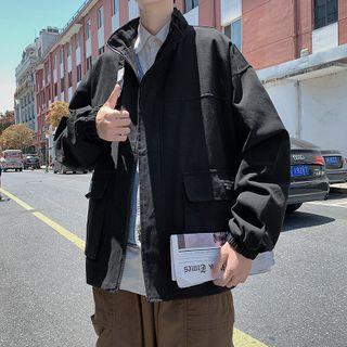 Stand-collar Zip-up Cargo Jacket