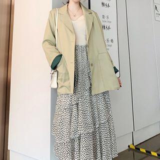 Plain Camisole Top / Asymmetric High-waist Skirt / Color-block Blazer