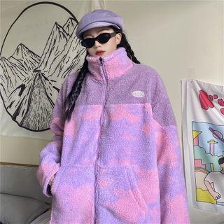 Fluffy Tie Dye Zipped Jacket