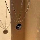 Lettering Disc Pendant Sterling Silver Necklace Silver - One Size