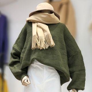 Puff-sleeve Crew-neck Sweater