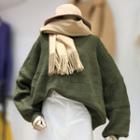 Puff-sleeve Crew-neck Sweater
