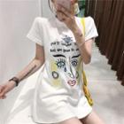 Short-sleeve Graphic Print Mini T-shirt Dress