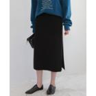 Dual-pocket Knit H-line Midi Skirt