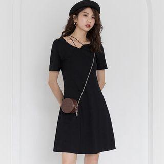 Short-sleeve Strappy A-line Dress