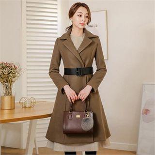 Plain A-line Coat With Belt