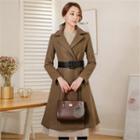 Plain A-line Coat With Belt