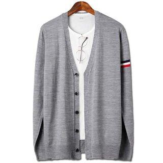 Stripe-trim V-neck Cardigan