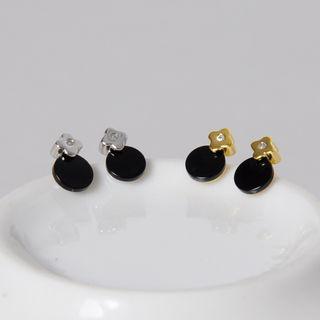 925 Sterling Silver Clover & Disc Earring