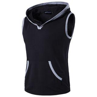 Piped Sleeveless Hoodie