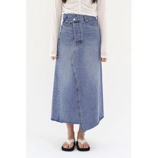 Asymmetric Maxi Denim Skirt