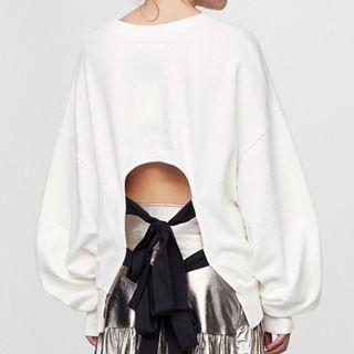 Print Lace Up Long-sleeve Sweatshirt